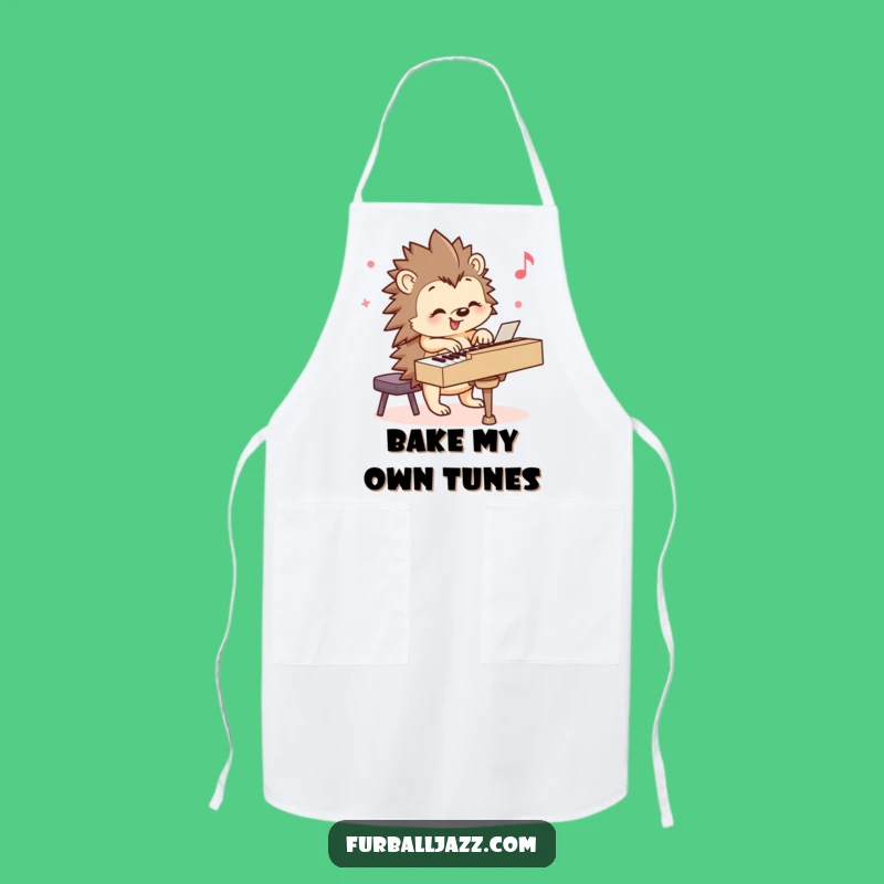 Funny Hedgehog Piano Chef Apron - Whimsical Musical Kitchenware