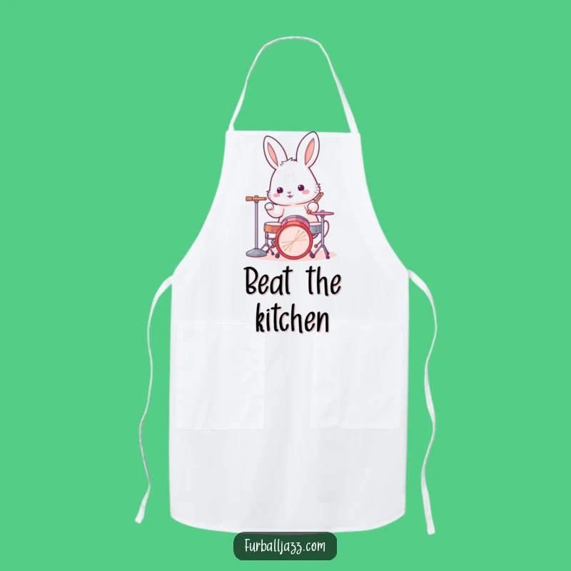 Funny Rabbit Drummer Apron: Kitchen Beats, Chef's Funny Gift