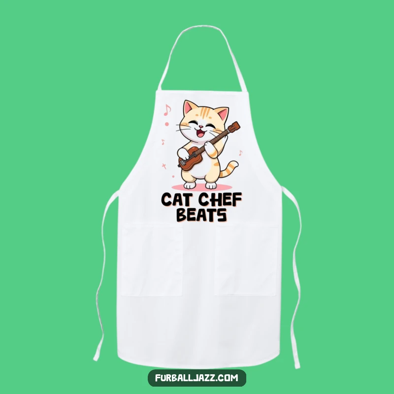 Funny Cat Jazz Apron: Tapping Paws Chef Wear - A Humorous Music Cooking Gift