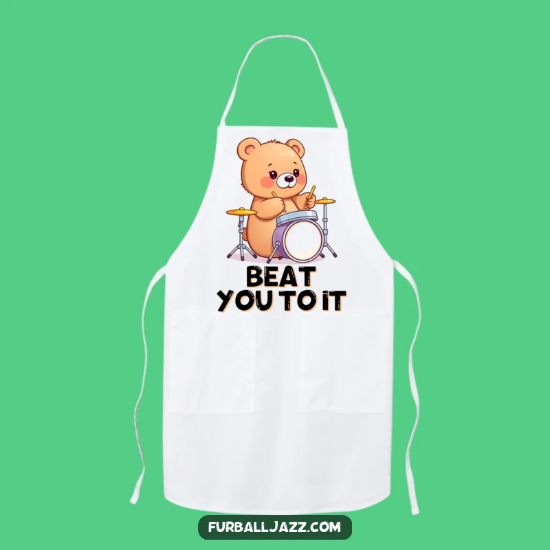 Funny Bear Cub Drummer Apron - Kitchen Rhythm Keeper Gift