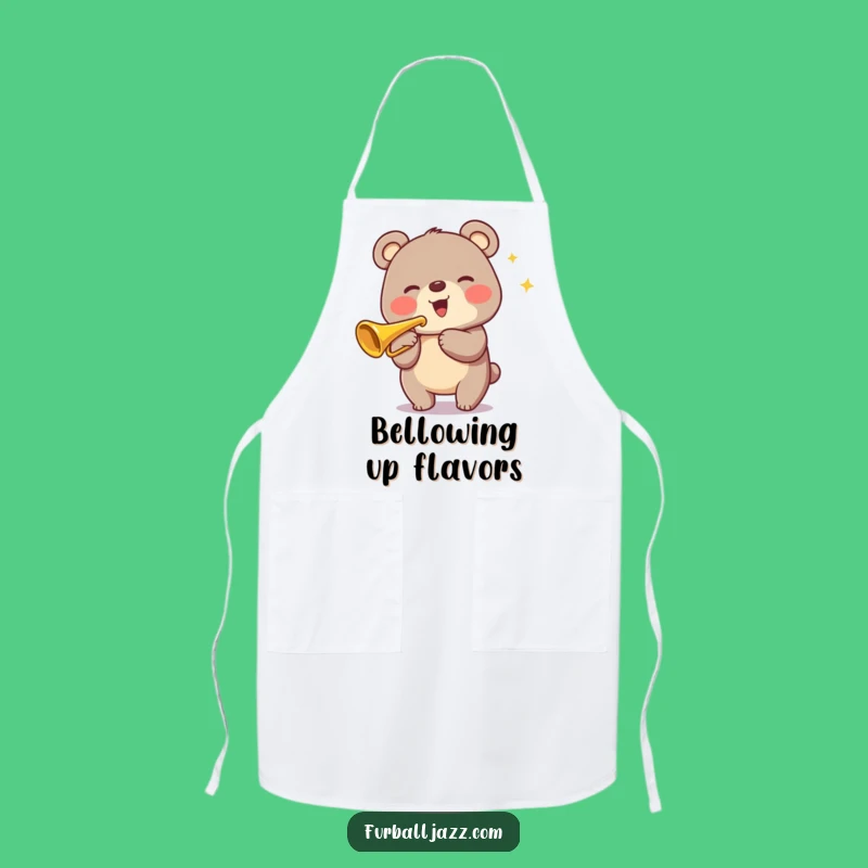 Funny Bear Trumpet Apron: Kitchen Musician Wear, Hilarious Cooking Accessory, Great Gift