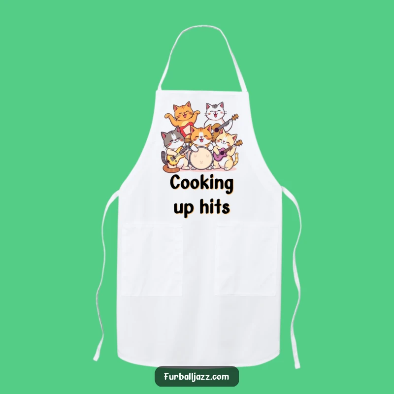 Funny Cat Jam Session Apron - Kitchen Beats for Feline Music Fans