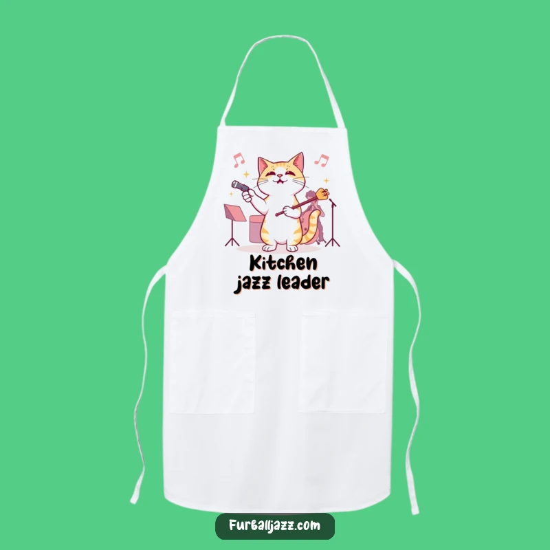 Funny Cat Jazz Conductor Apron - Cook with Musical Flair