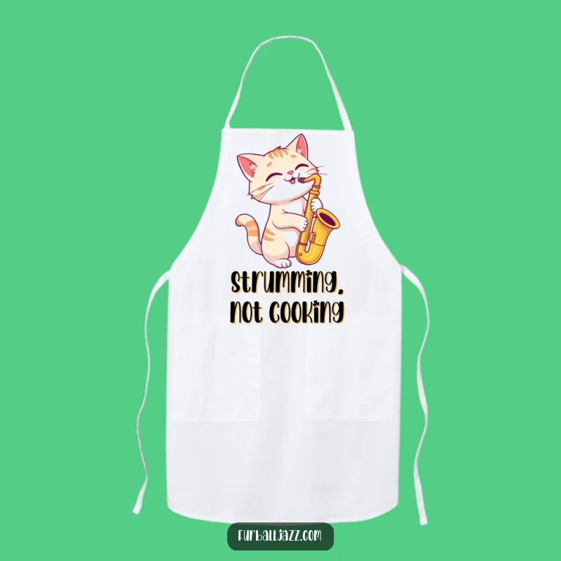 Funny Cat Saxophone Apron: Musical Kitchen Wear for Fun Cooking