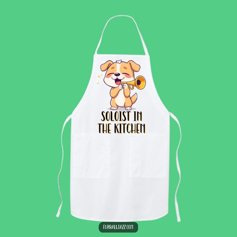 Funny Dog Trumpet Player Apron - Chef's Musical Companion Gift
