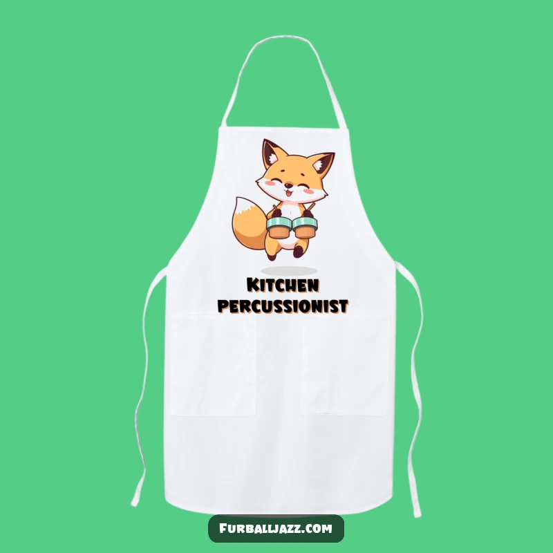 Funny Fox Cymbal Chef Apron - Hilarious Kitchen Music Accessory