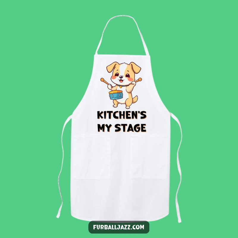 Funny Dog Drummer Apron - Cook to the Rhythm of Your Dog