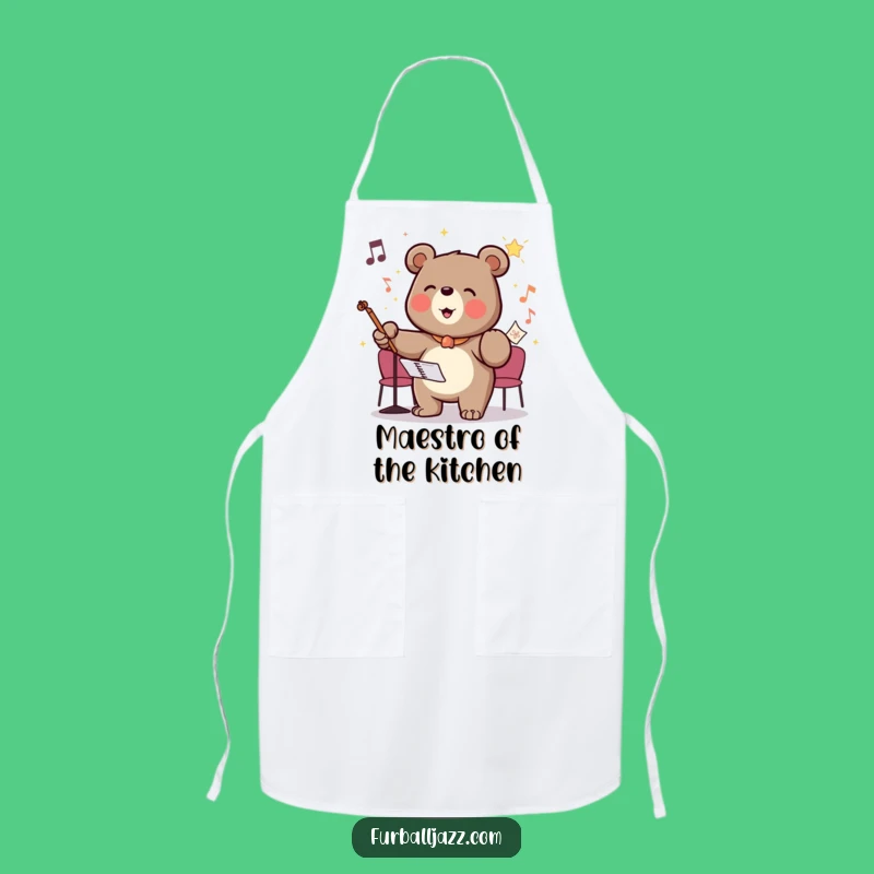Funny Bear Conductor Apron: Kitchen Direction, Perfect Gift for Culinary Leaders