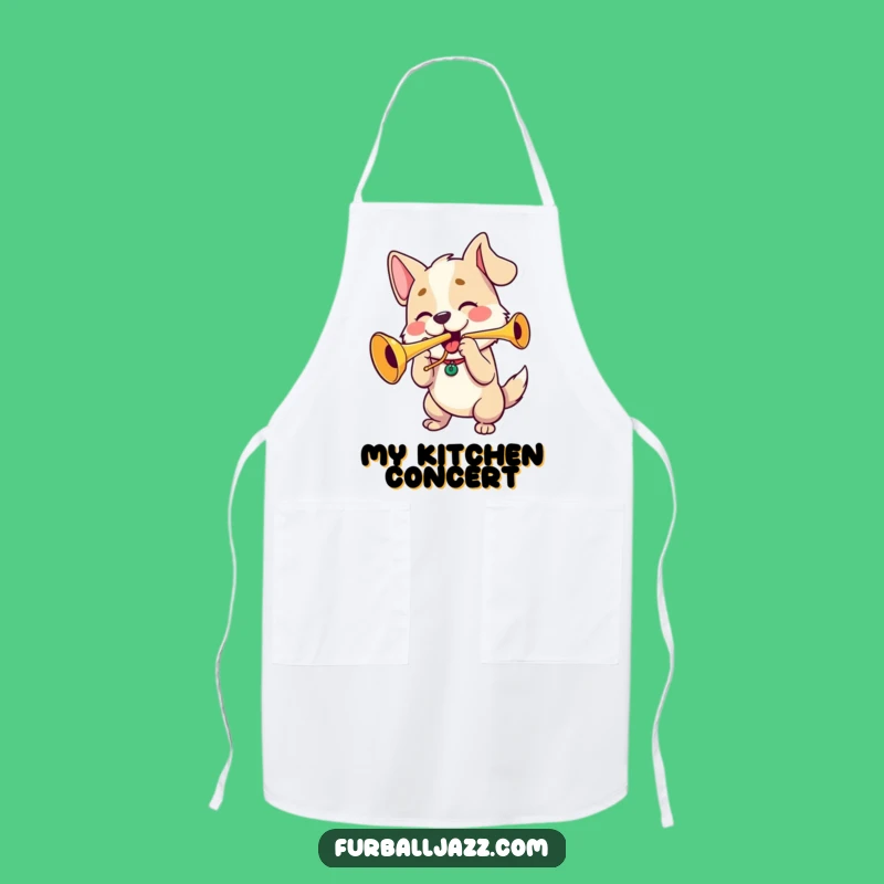 Funny Dog Trumpet Player Apron: Cook Up Some Laughs with Canine Musical Flair