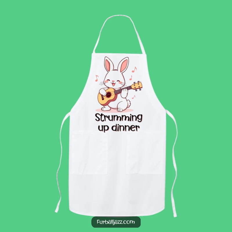 Funny Rabbit Ukulele Apron: Kitchen Musician Wear, Charming Cooking Accessory, Great Funny Gift
