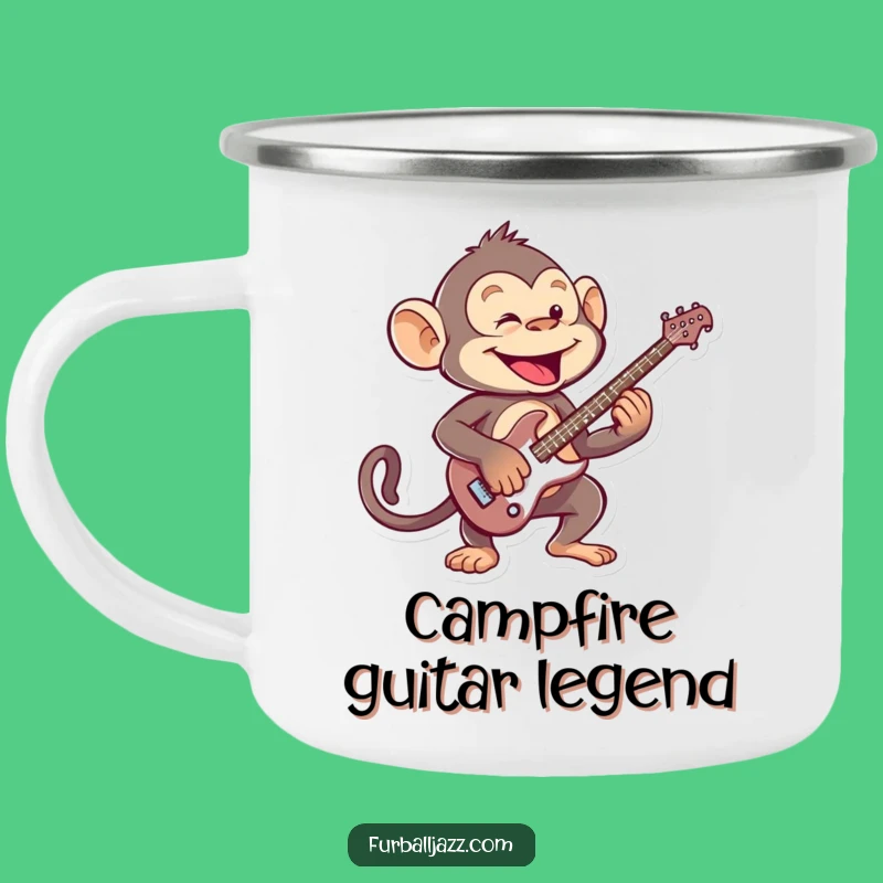 Funny Monkey Guitarist Camping Mug - Outdoor Rocker Gift