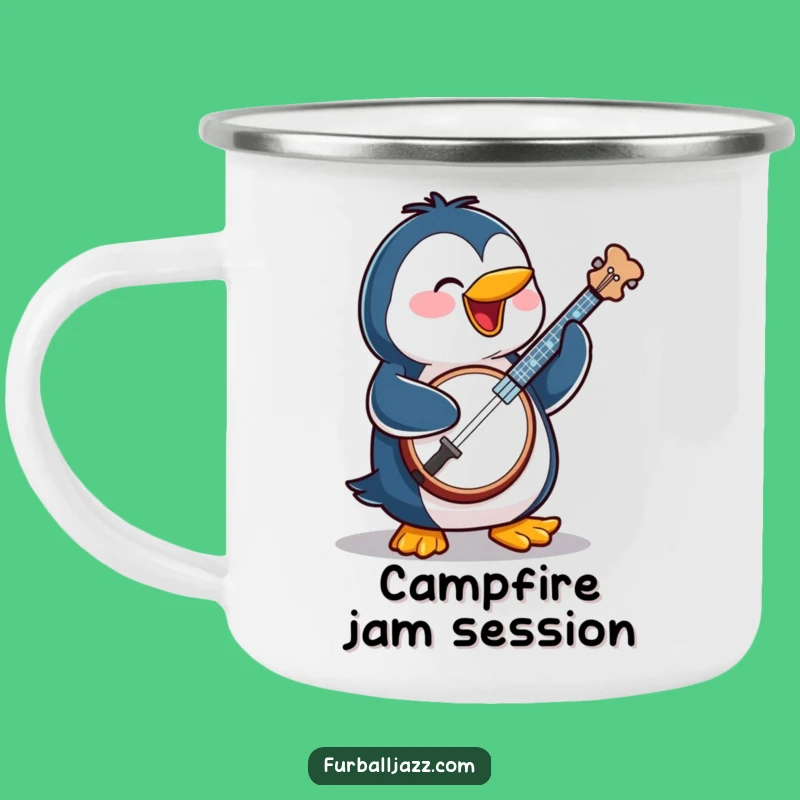 Funny Penguin Banjo Campfire Mug: Music for the Outdoors - Hilarious Gift