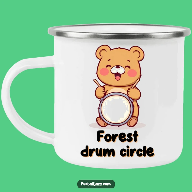 Funny Bear Drummer Camping Mug - Rocking Grizzly Musician Outdoor Funny Gift
