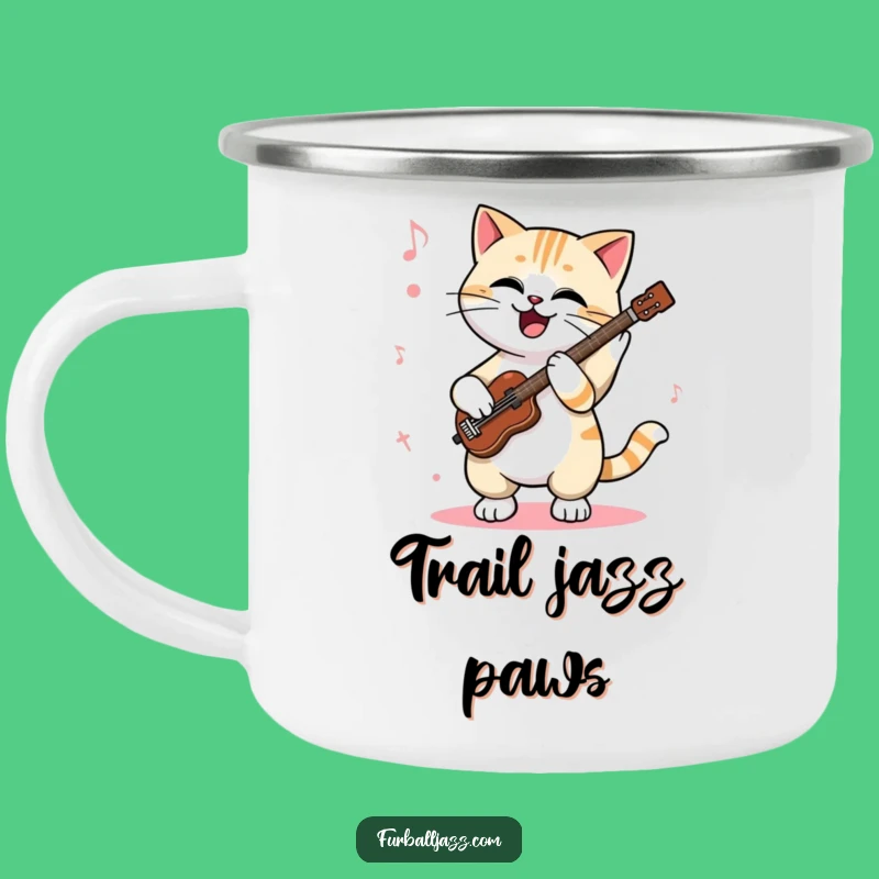 Funny Cat Jazz Camping Mug: Durable Tapping Paws Cup - A Humorous Outdoor Music Gift