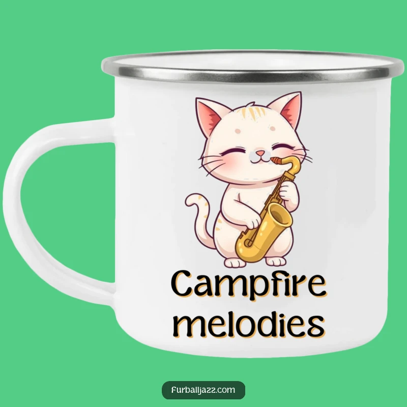 Funny Cat Saxophone Camping Mug: Cool Campfire Jams with Feline Grooves