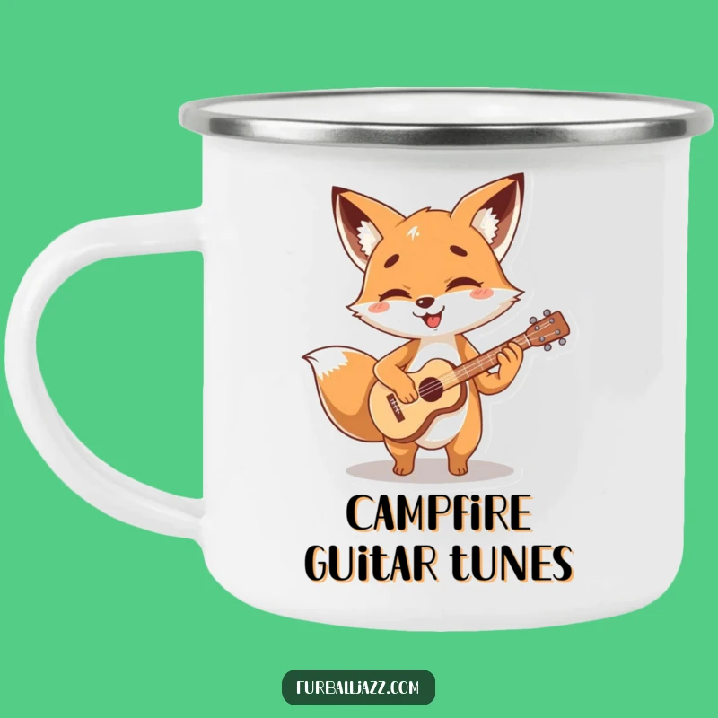 Funny Fox Guitarist Camping Mug - Strumming Foxy Musician Outdoor Funny Gift