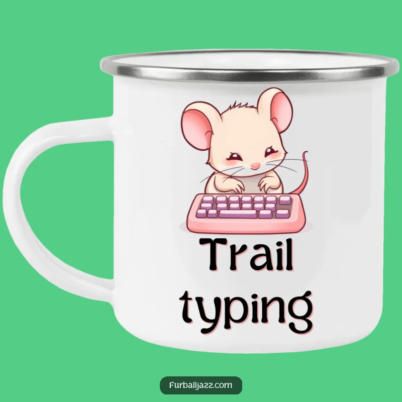 Funny Mouse Typing Camping Mug - Outdoor Tech Rodent Gift