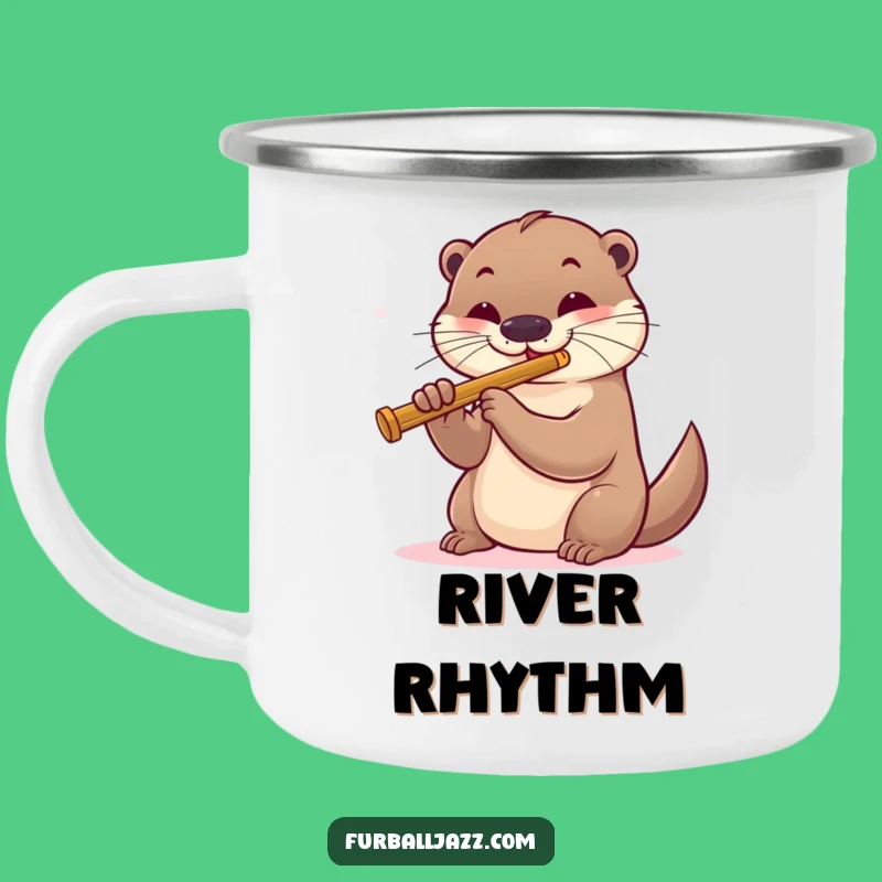 Funny Otter Jazz Flute Camping Mug - Outdoor Music Gift