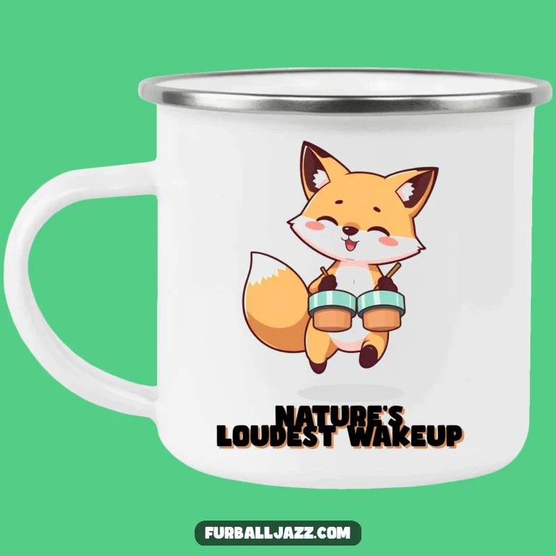 Funny Fox Cymbal Camping Mug - Rugged & Hilarious Outdoor Gear