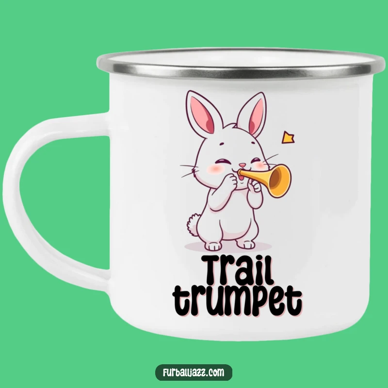 Jazzy Funny Rabbit Trumpet Enamel Camping Mug: Outdoor Melodies