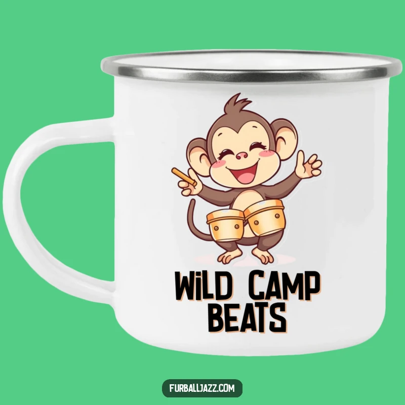 Funny Monkey Cymbal Camping Mug - Durable and Hilarious Outdoor Drinkware