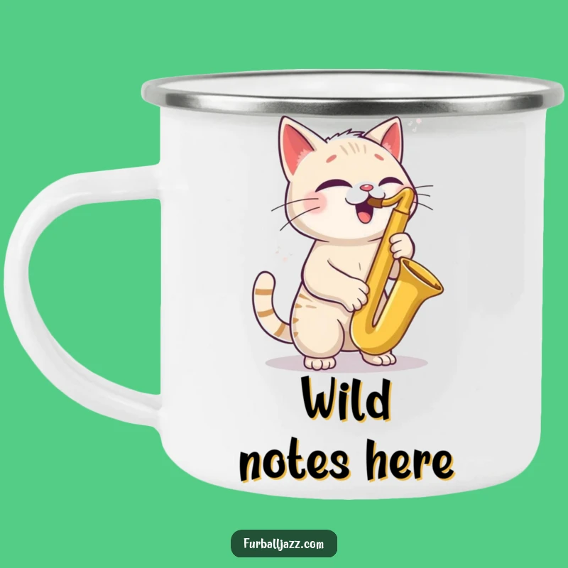 Funny Cat Saxophone Camping Mug - Jazzy Drinkware for Outdoor Fun
