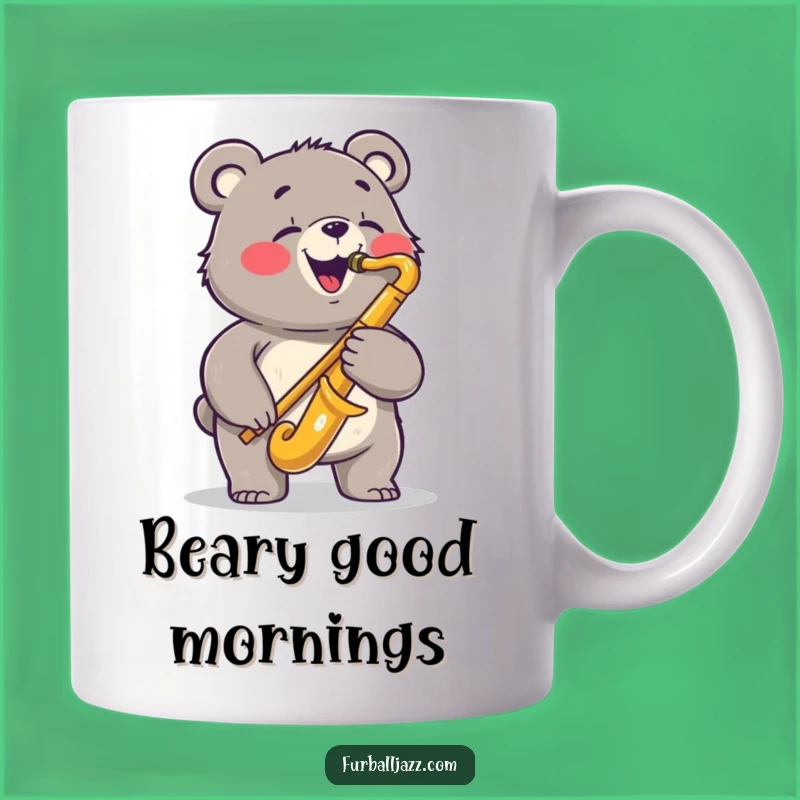Funny Bear Saxophone Mug: Joyful Blues Musician Gift - A Jazzy & Humorous Treat