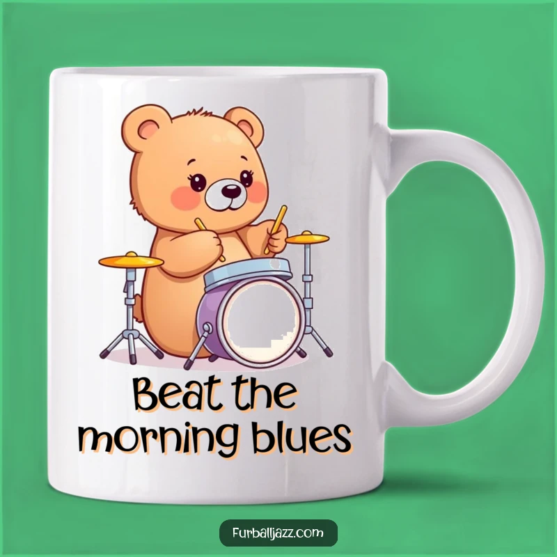 Funny Bear Cub Drummer Mug - Rockin' Little Musician Gift