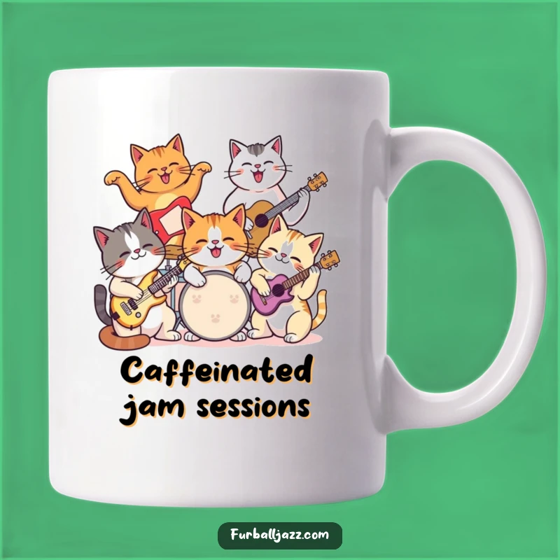 Funny Cat Jam Session Mug - Hilarious Feline Band Gift for Music Lovers