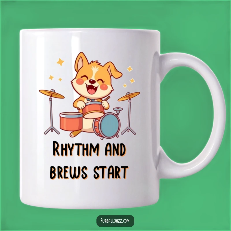 Funny Dog Drummer Mug - A Rhythmic Gift for Energetic Music Lovers!