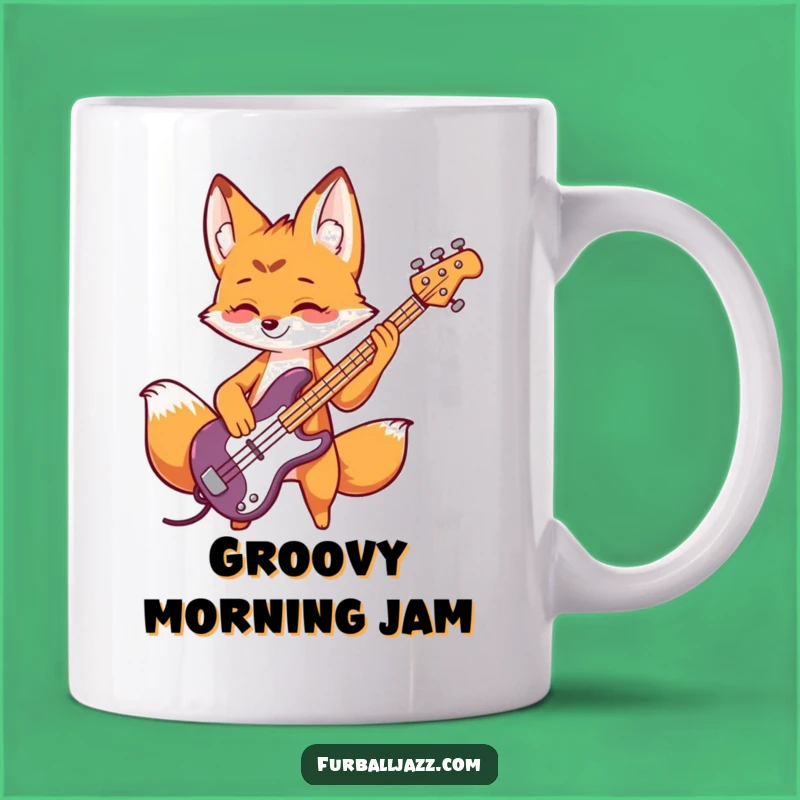 Funny Fox Bass Guitar Mug: Playful Musician, Rocker Funny Gift for Guitarists