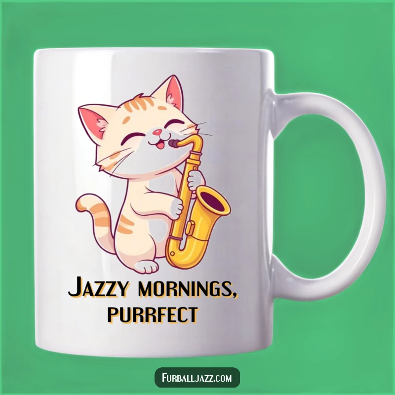 Funny Cat Saxophone Mug: Jazzy Gift for Musical Cat Lovers
