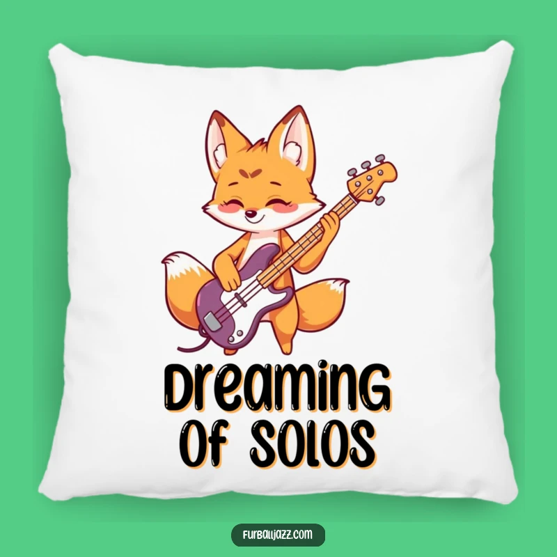 Funny Fox Bass Guitar Pillow: Playful Musician, Cozy Funny Gift Accent