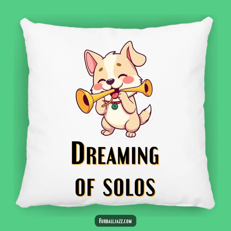 Funny Dog Trumpet Player Pillow: Cuddle Up with Hilarious Musical Canine Comfort