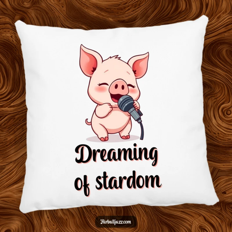 Funny piglet character happily singing into a microphone, offering a soft and humorous decorative accent.