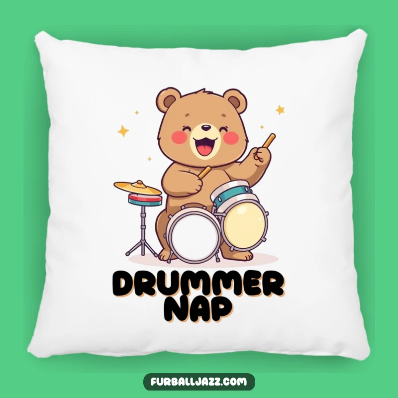 Soft Funny Bear Drummer Pillow: Cuddle Up With Percussive Comfort