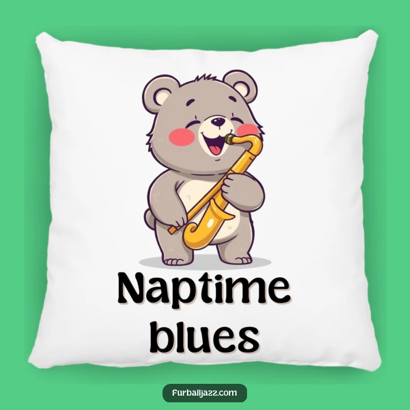 Funny Bear Saxophone Pillow: Cozy Blues Cushion - A Comfy Humorous Jazz Gift