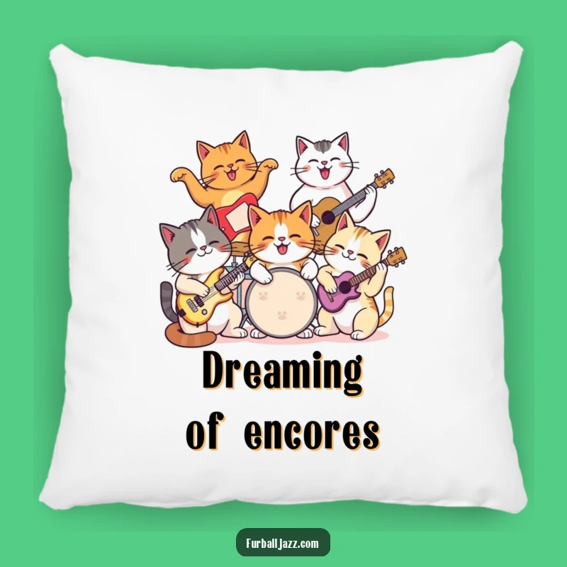 Funny Cat Jam Session Pillow - Cozy Feline Music Comfort for Cat Lovers