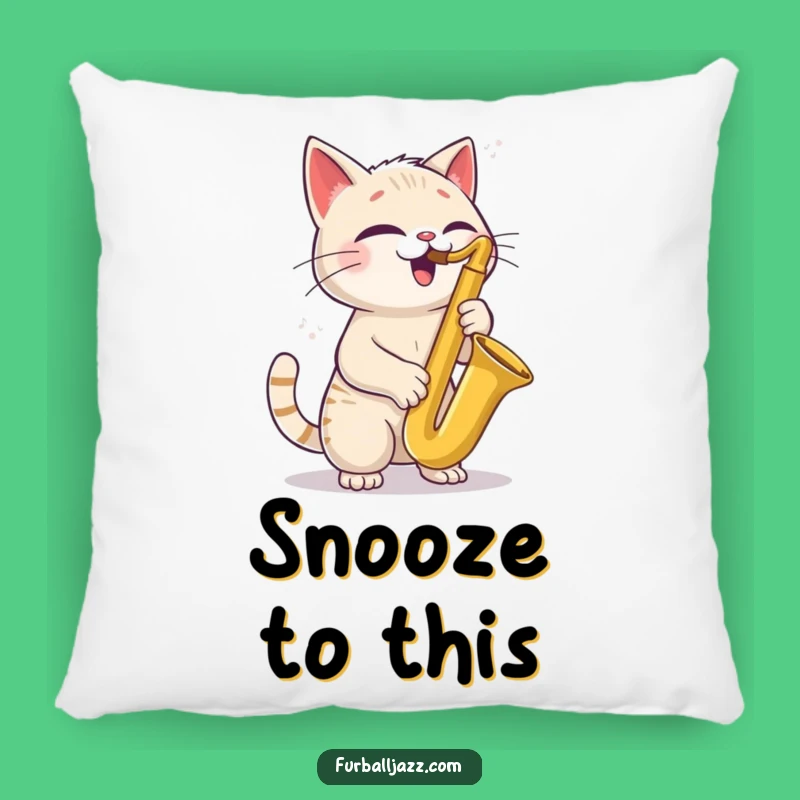 Funny Cat Saxophone Pillow - Cozy & Cool Feline Decor