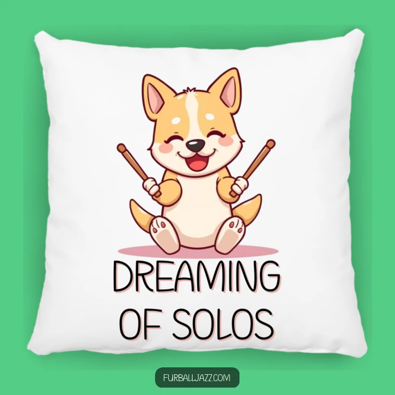 Funny Dog Drummer Pillow: Cozy Comfort with Energetic Canine Grooves