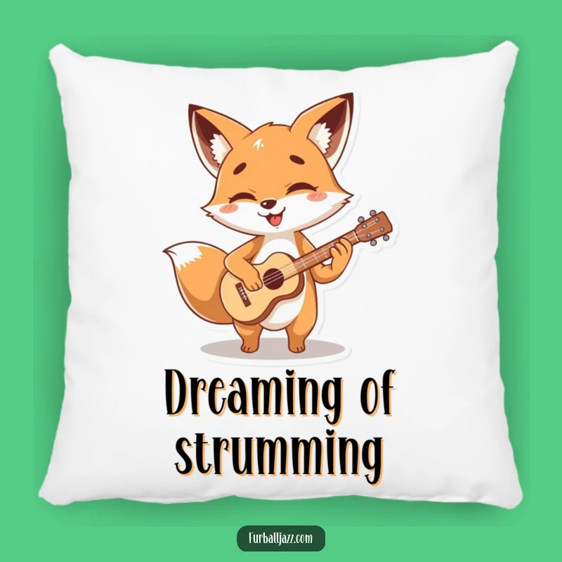 Funny Fox Guitarist Pillow - Strumming Foxy Musician Cozy Funny Gift
