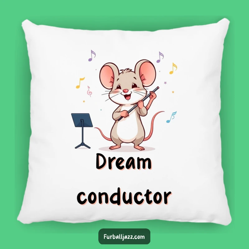 Funny Mouse Orchestra Conductor Pillow - Cozy Maestro Cushion