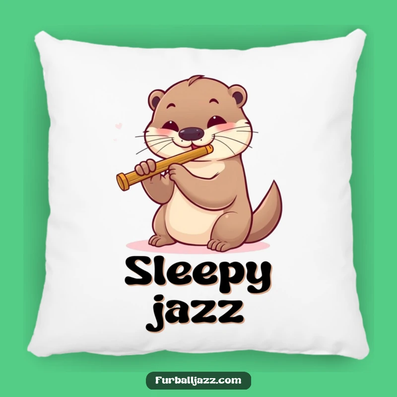 Funny Otter Jazz Flute Pillow - Cozy Musical Cushion Gift