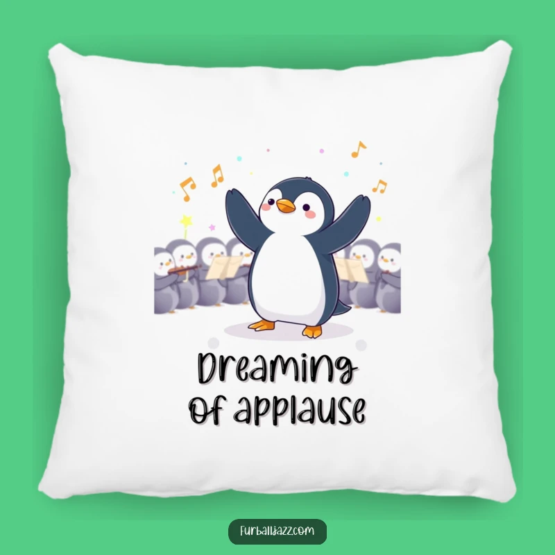 Funny Penguin Conductor Pillow: Rest Your Head on Maestro's Comfort - A Funny Gift