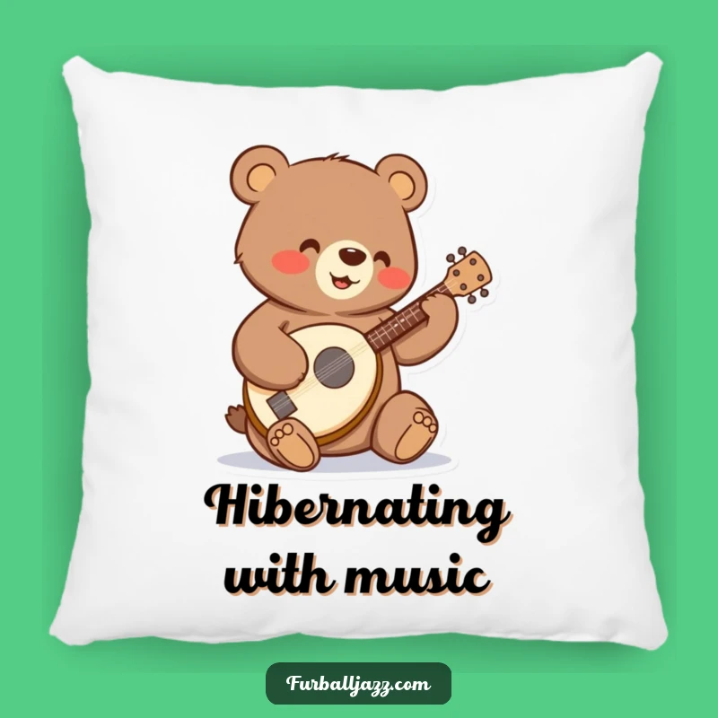 Funny Bear Banjo Pillow: Cozy & Cheerful Accent for Your Sofa