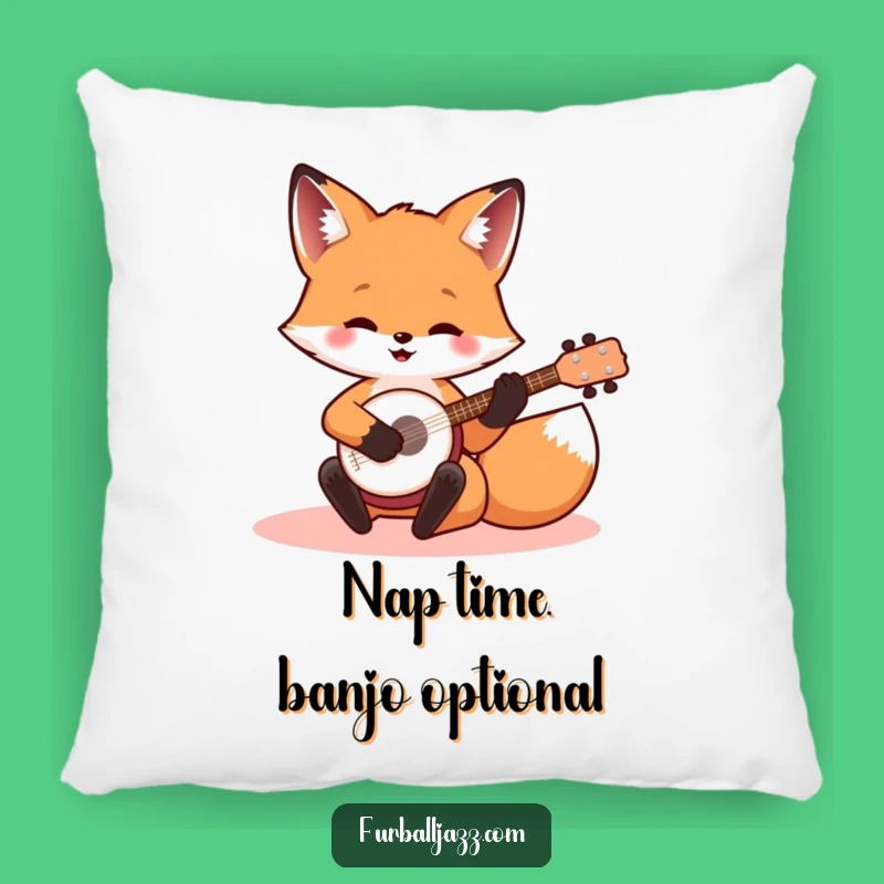 Funny Banjo Fox Pillow: Cute and Comical Accent for Cozy Spaces