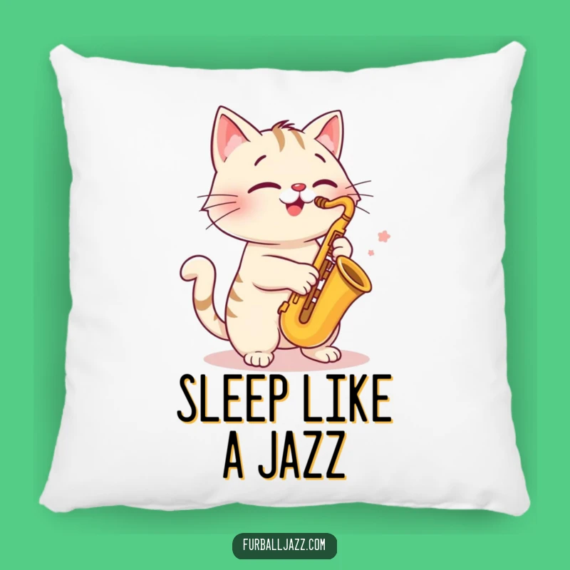 Funny Cat Saxophone Pillow - Soft Jazzy Pet Accent Pillow, Gift