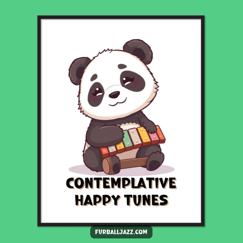 Funny Panda Xylophone Digital Art: Happy Panda Tunes, Instant Funny Gift