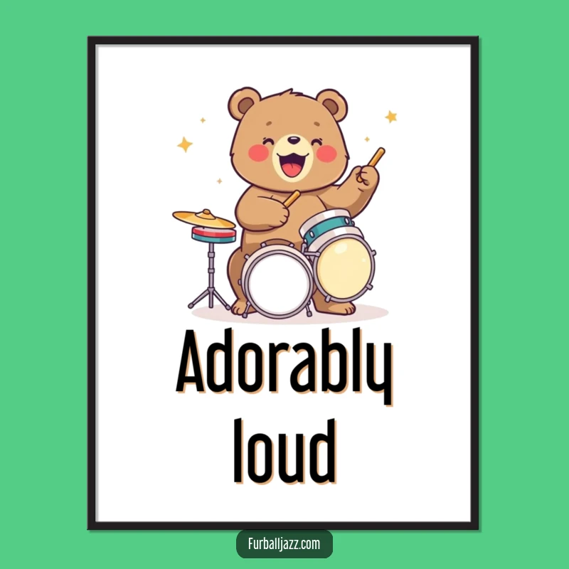 Energetic Bear Drummer Digital Art Print: Rock Your Walls With Percussion