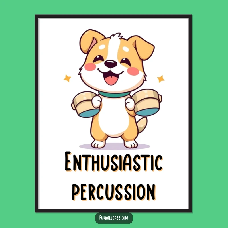 Funny Dog Cymbal Enthusiast Digital Art - Happy Pup Percussion Wall Decor Funny Gift